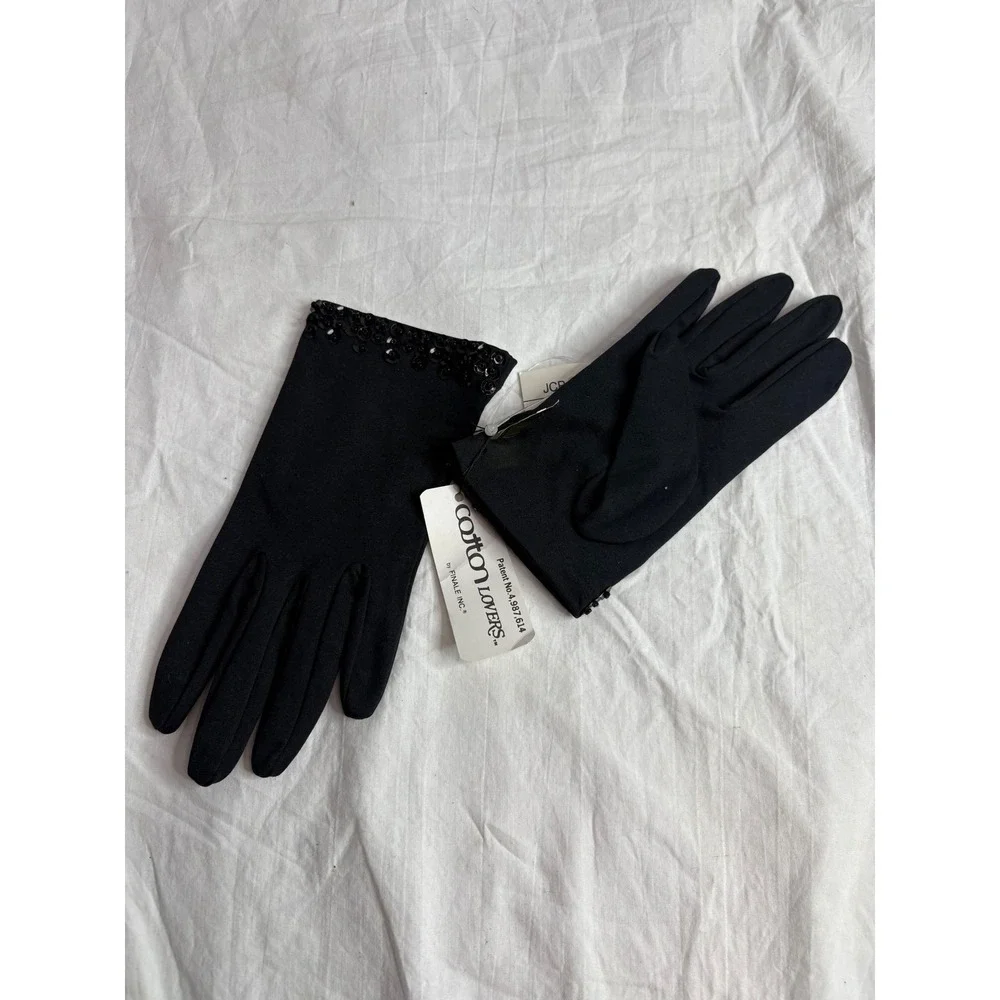 Small Lovers Womens Black Sequin Cuff Evening Gloves Formal Party Opera